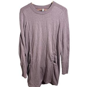 Athleta Balance Dress Mauve Women's Knit Tunic Pockets Ribbed Size Small